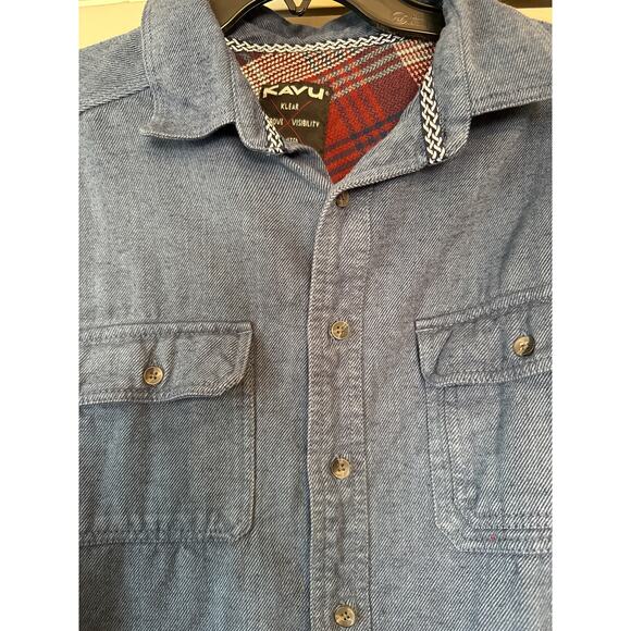 KAVU Slate Blue Long Sleeved Slate Blue Buttoned Up Men's SzXL - Picture 3 of 7